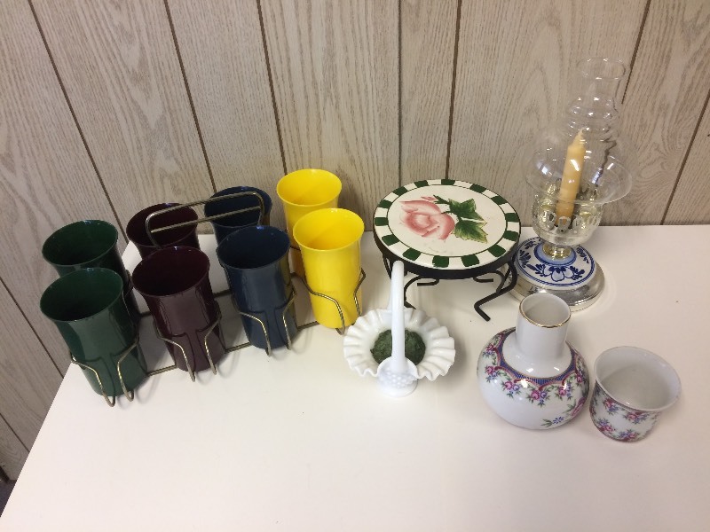 Mid Century Glass Set, Water decanter with glass, more