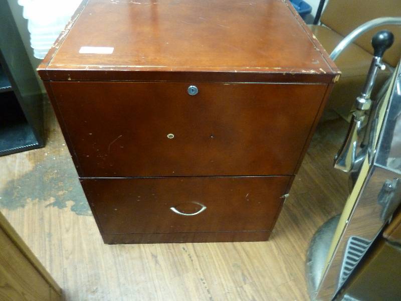 lot 339 image: Two Drawer Wood Cabinet