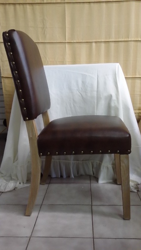Distressed style frame faux dark brown leather