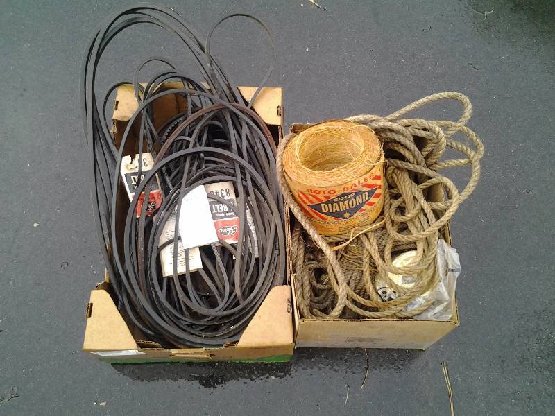 Large Lot Of V-Belts, Rope & Twine