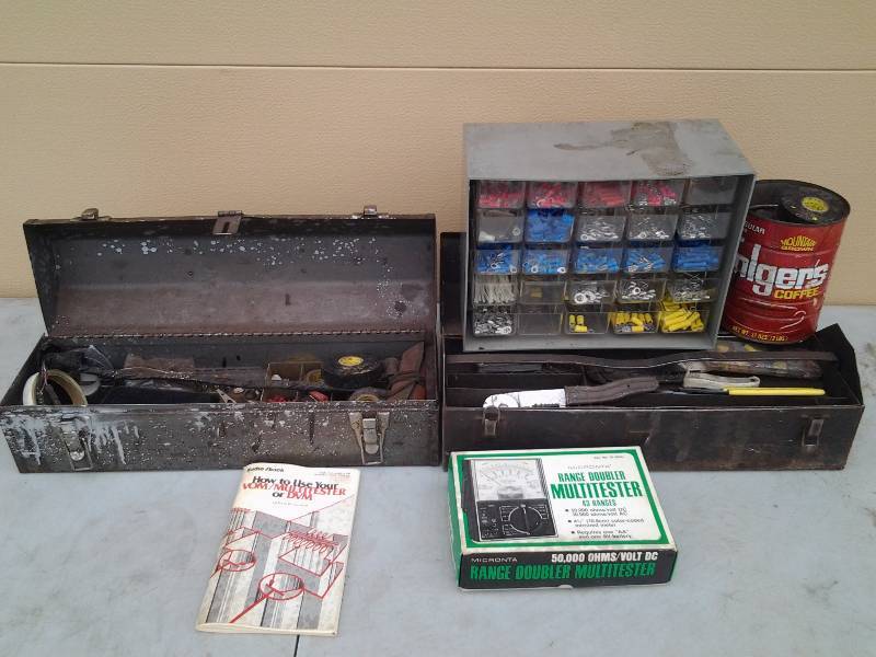 2-Old Tool Boxes, Electrical Related, New In Box Multi-Meter