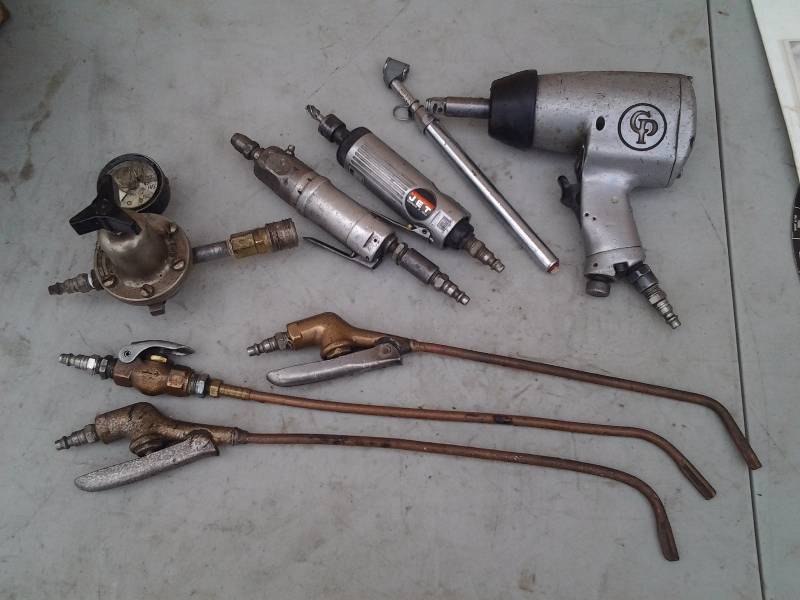 Set Of Pneumatic Tools-12 Inch Drive Impact Wrench, Die Grinders, Regulator, Air Blow Guns With Custom Extentions