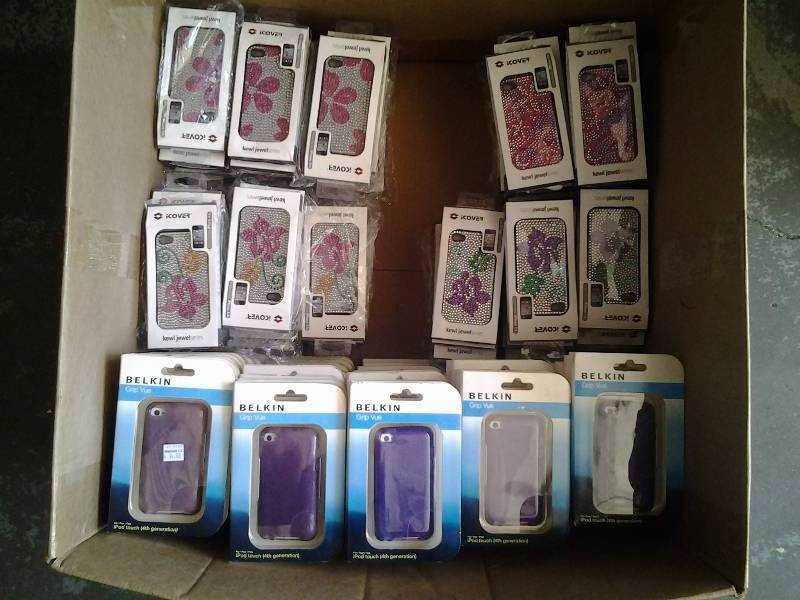 lot 28 image: Approx. 100 Kewl Jewel Cases For I-Phone 4 & 4S, Approx. 60 Belkin Cases For 4th Generation I-Pod Touch
