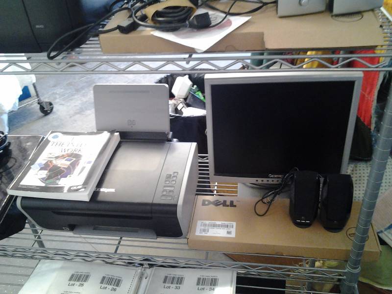 lot 39 image: Lexmark Printer, Gateway Monitor, Dell Keyboard, Computer Speakers