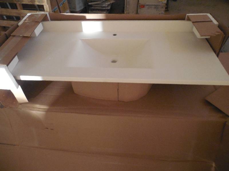 Swan Contour 49 in. Solid-Surface Vanity Top in White with White Basin