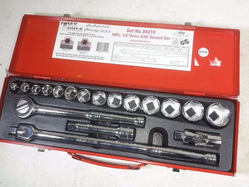 T and E Tools, 18 piece 12 in Drive Socket Set