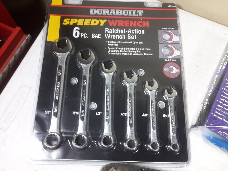 DURABUILT, 6 piece SPEEDY Ratchet action wrench set 7 piece Tamper Torx Screwdriver set 19 piece 12 in Dr Penta Metric Socket set