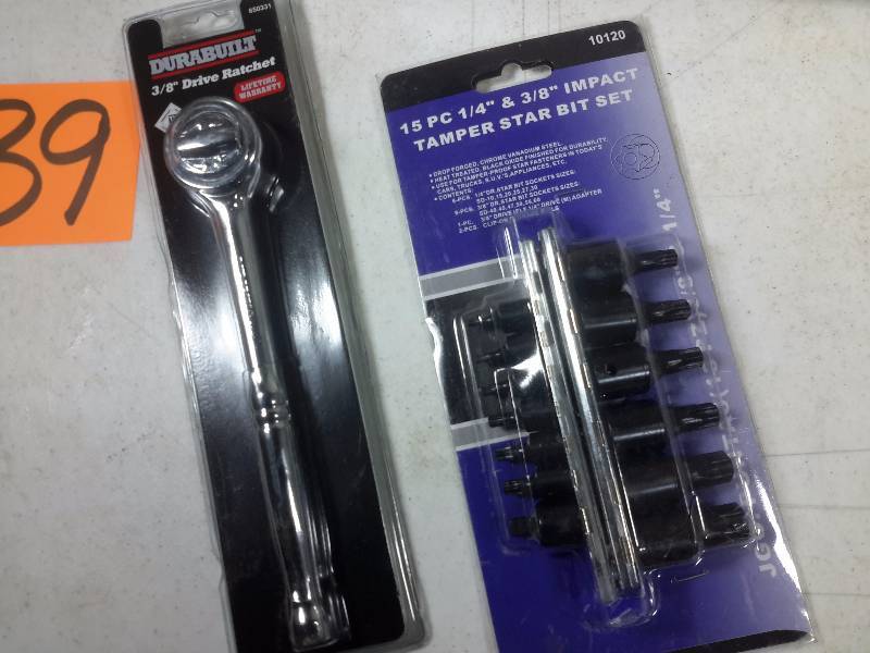 Grip, 14 piece Combination wrench set 15 piece 14 and 38 in Impact Tamper Star Bit set.. Hand Ratchet  38 in Drive