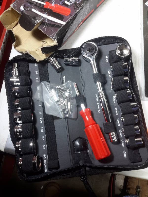 15 piece 14 and 38 in Impact Tamper Star Bit set.. Hand Ratchet  38 in Drive  38 in Drive Ratchet set and bitsPowerbuilt 34 piece tool set Regal Canvas tool bag
