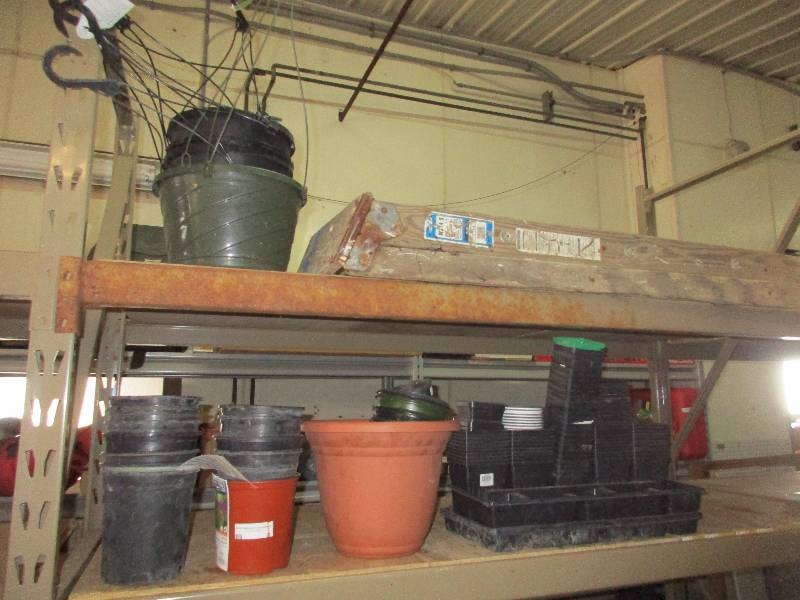 lot 6 image: gardening buckets and planters - 4 wood ladder - wood shelf