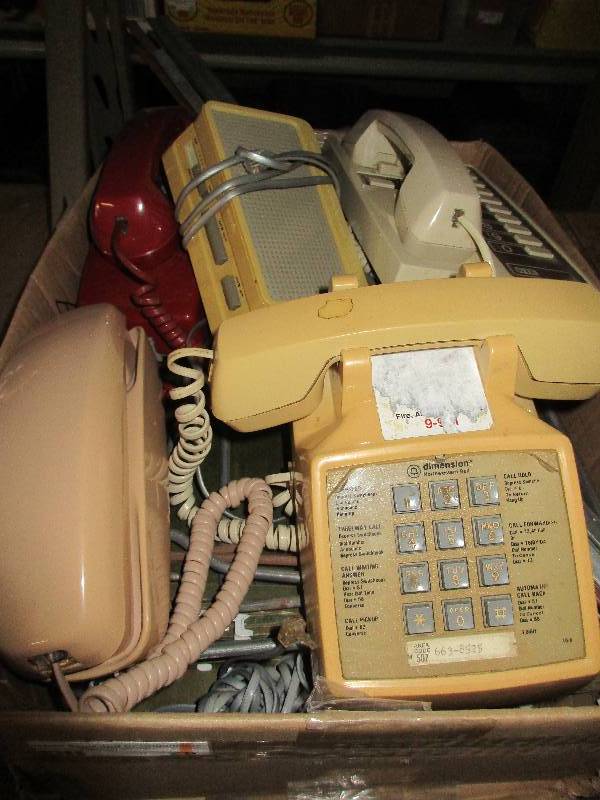 lot 20 image: box of vintage phones - shelf and file cabinet dividers