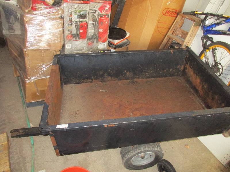 lot 102 image: metal trailer - pull behind lawn mower