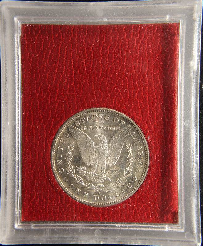 EXTREMELY RARE 1883-S MORGAN SILVER DOLLAR IN ORIGINAL REDFIELD HOARD MS65 HOLDER