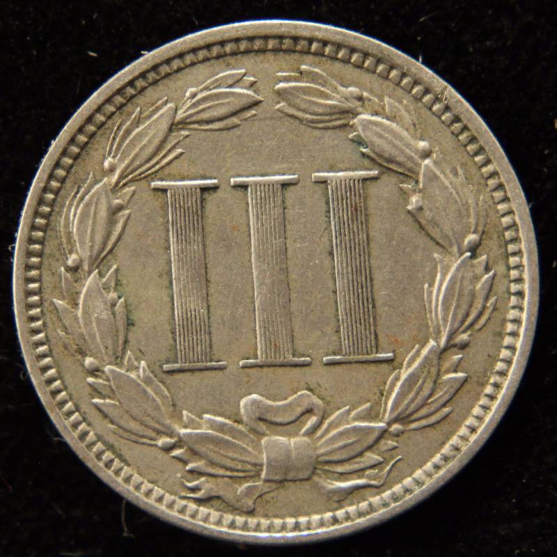 1869 THREE CENT NICKEL VF