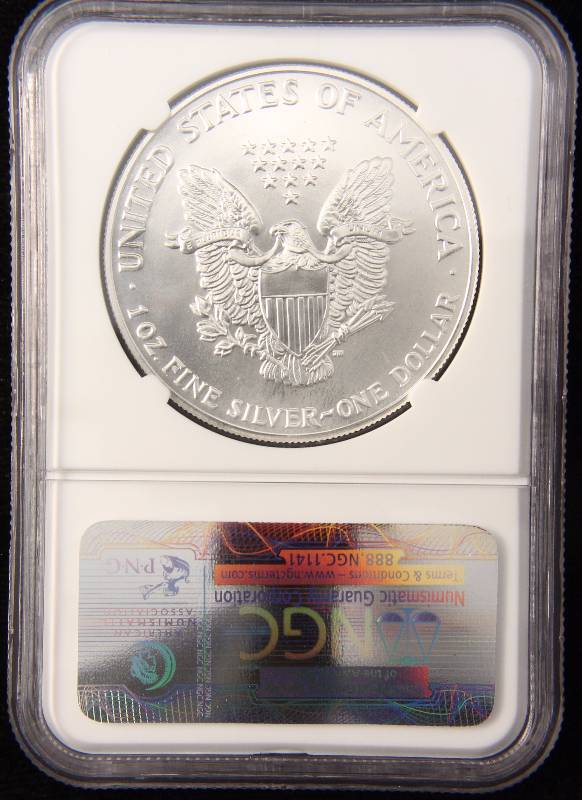 1991 AMERICAN SILVER EAGLE 1 TROY OZ. .999 FINE SILVER DOLLAR MS69 NGC