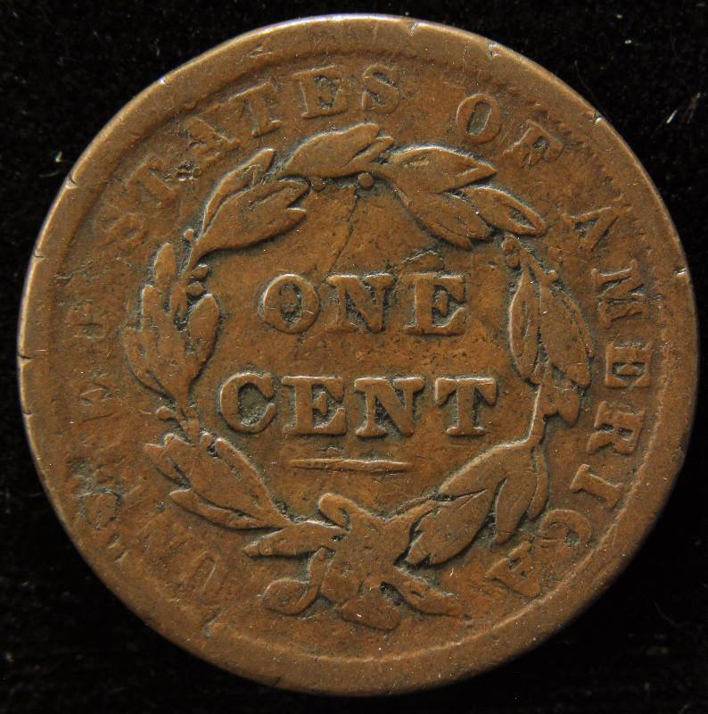 1838 US CORONET HEAD LARGE CENT FINE