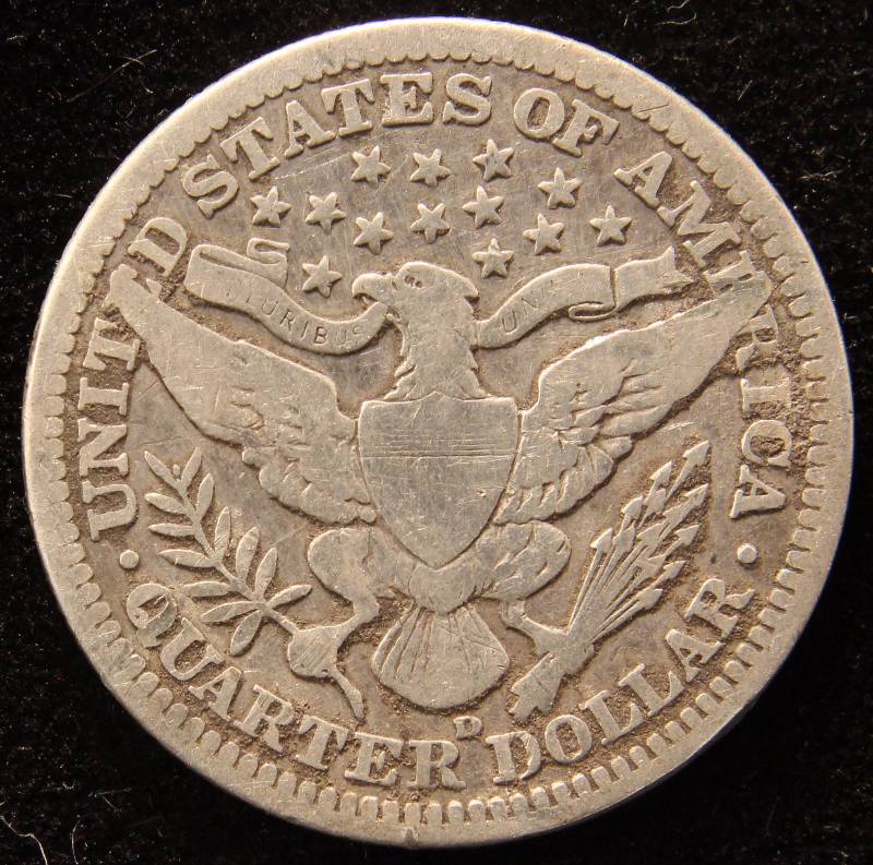 1906-D BARBER SILVER QUARTER VG