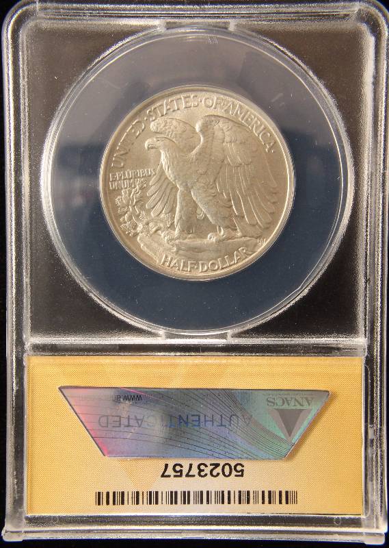 1944 WALKING LIBERTY SILVER HALF DOLLAR BU MS63 ANACS