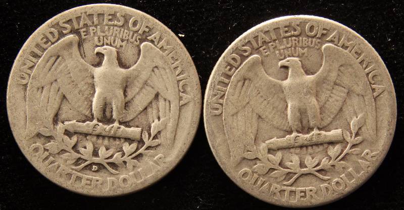 GROUP OF 2 WASHINGTON SILVER QUARTERS 1939 P&D