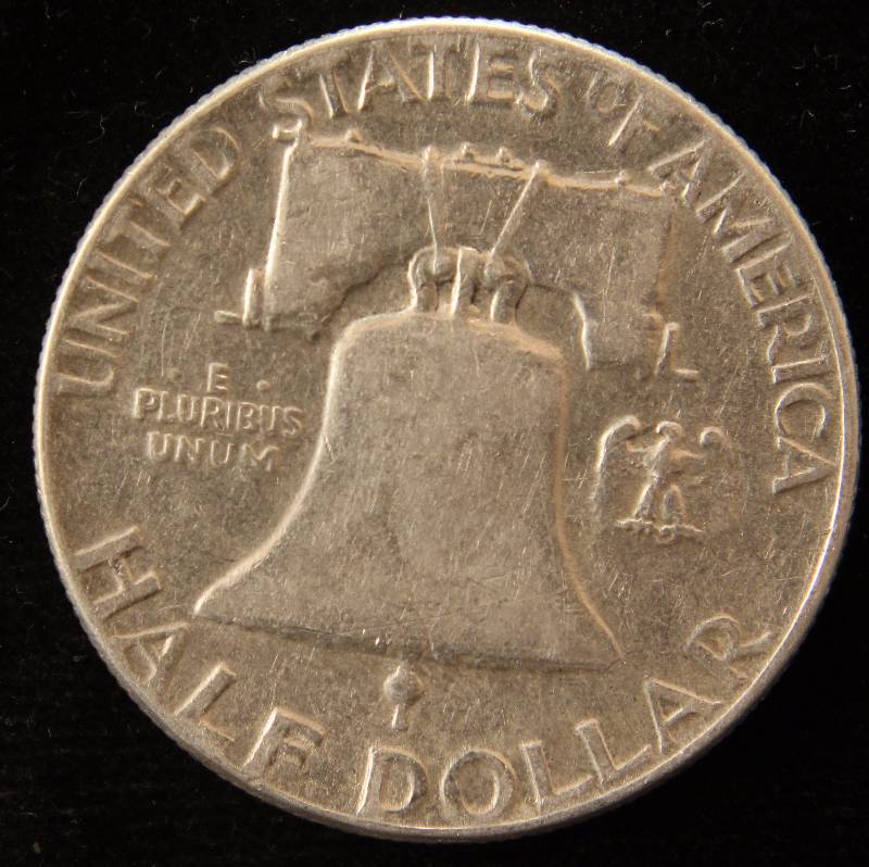 1954 FRANKLIN SILVER HALF DOLLAR VF
