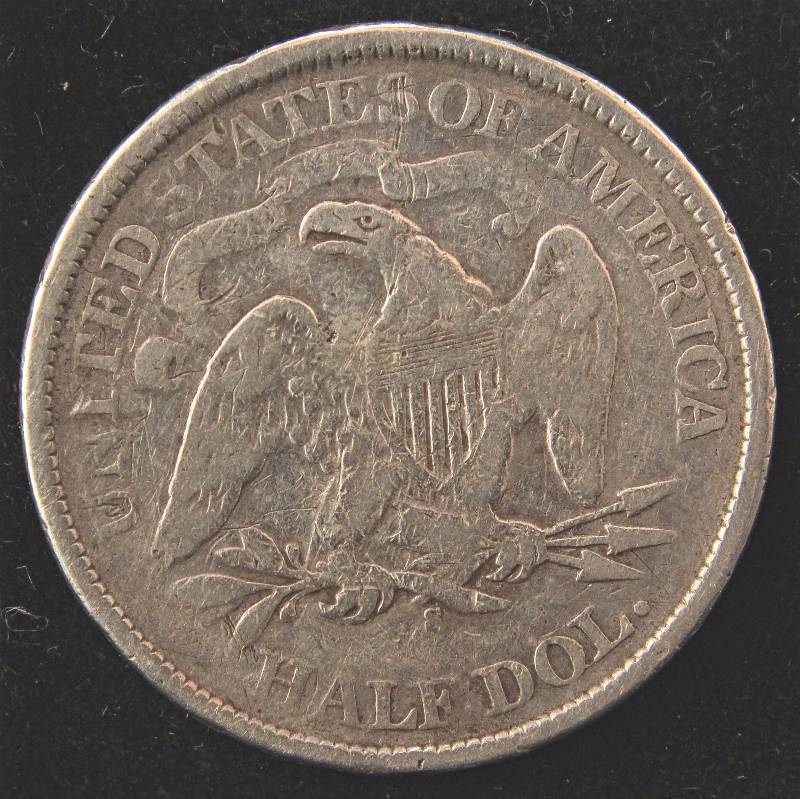 1875-S SEATED LIBERTY SILVER HALF DOLLAR VG CLEANED