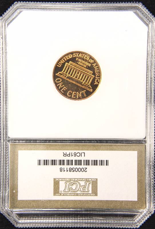 1961 PROOF LINCOLN MEMORIAL CENT PR70 PCI