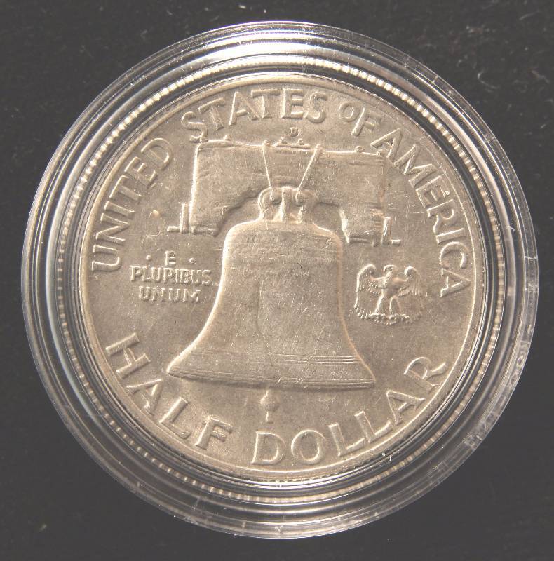1949-D FRANKLIN SILVER HALF DOLLAR UNC IN AIRTITE HOLDER