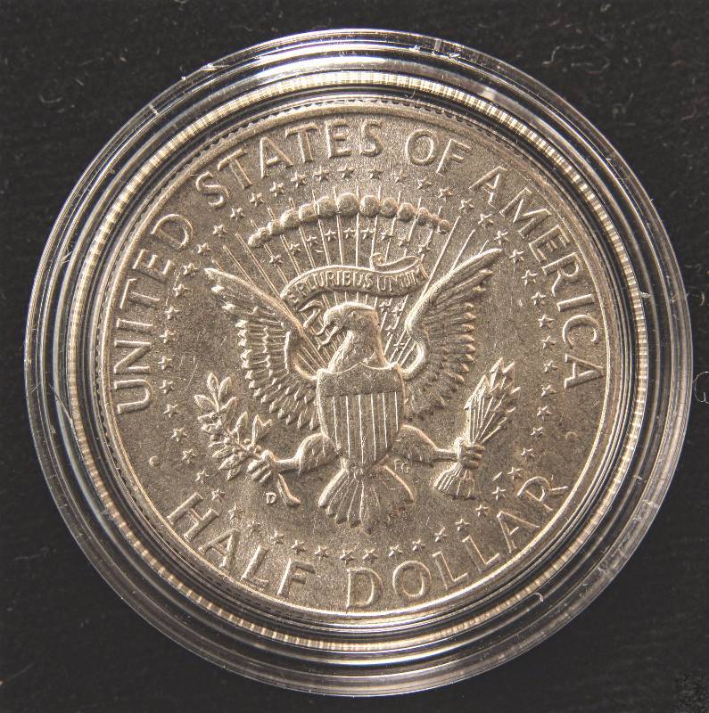 1964 KENNEDY SILVER HALF DOLLAR UNC IN AIRTITE HOLDER
