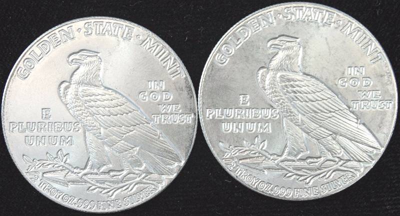1 TROY OZ. .999 FINE SILVER (2 X 12oz) RECUSE INDIAN DESIGN