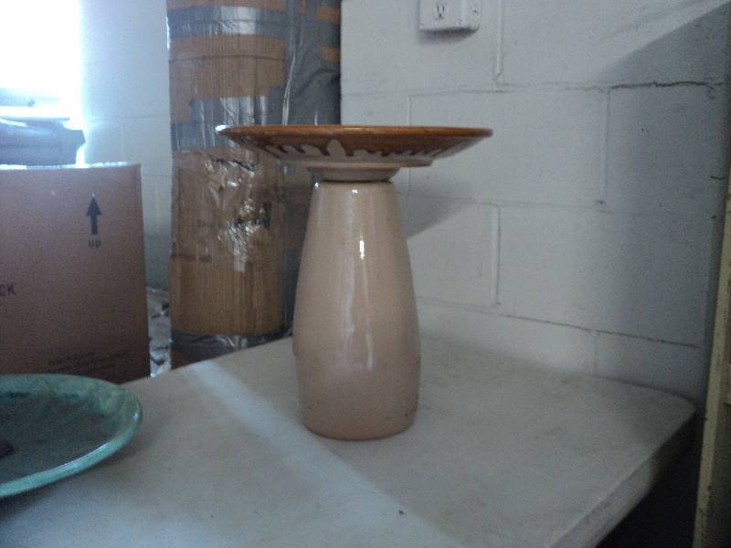 ceramic bird bath, 16 in tall, 14 i...