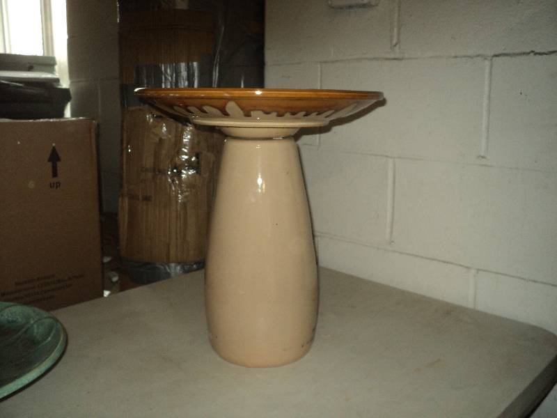 ceramic bird bath, 16 in tall, 14 i...
