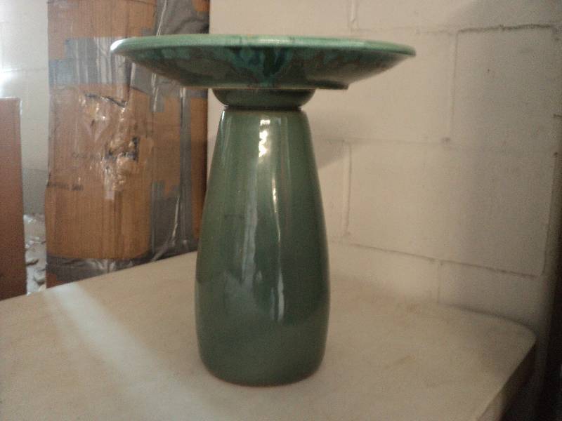 ceramic bird bath, 16 in tall, 14 i...