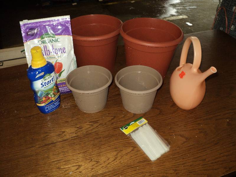 planters, organic plant food...