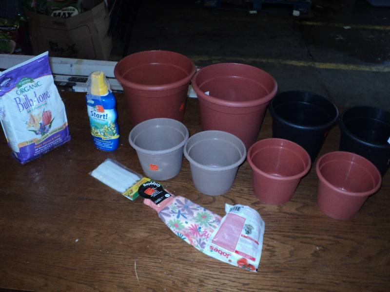 planters, organic plant food...