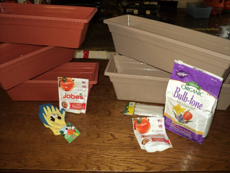 planters, organic plant food...