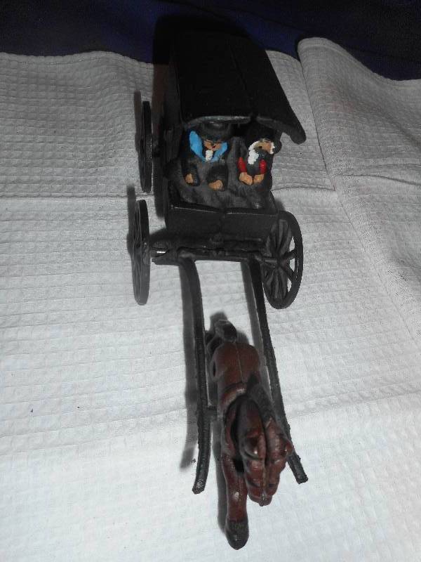 VINTAGE CAST IRON HORSE AND BUGGY