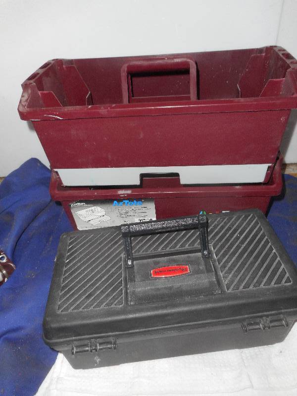 2 CRAFTING BINS AND 1 BOX