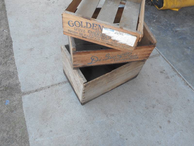 3 VINTAGE WOOD CRATES