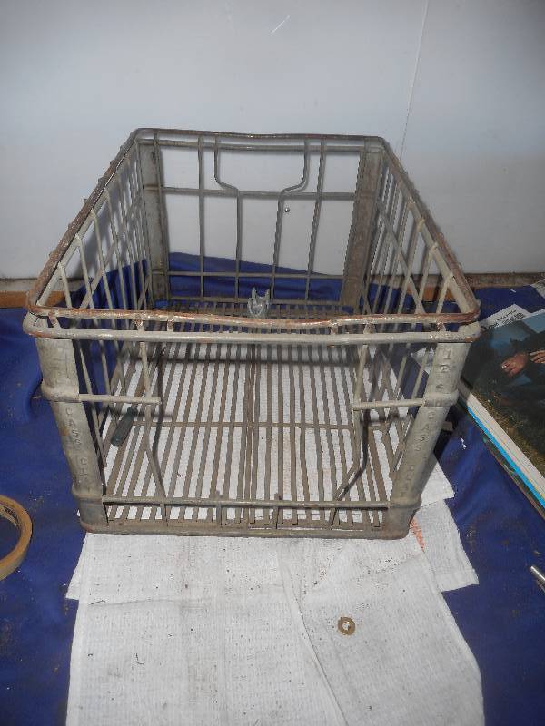 ANTIQUE METAL MILK CRATE