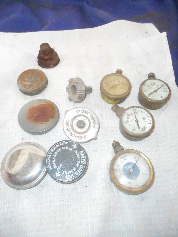 VINTAGE CAPS COVERS AND GAUGES