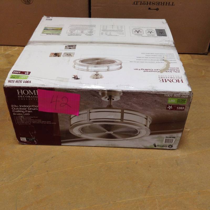 Home Decorators 23 in IndoorOutdoor Drum Ceiling Fan Brettle LED