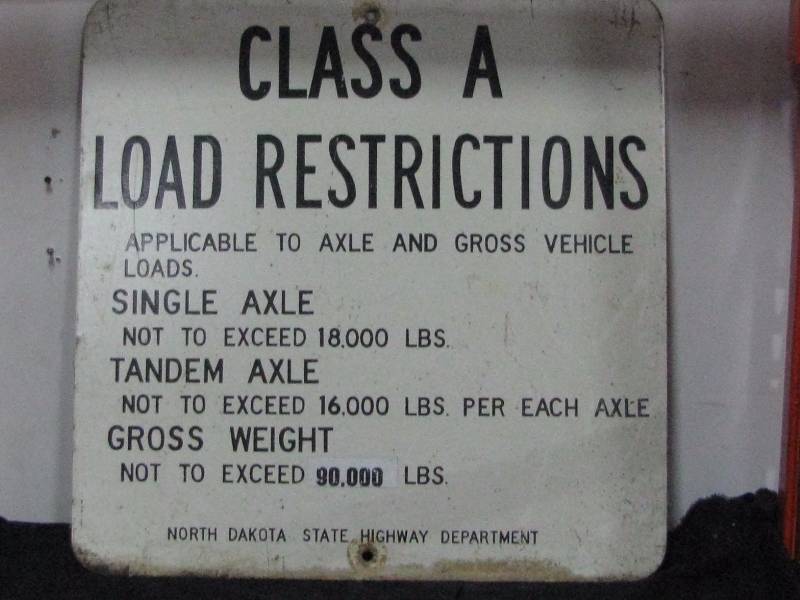 lot 20 image: Metal Class A Road Restriction Sign