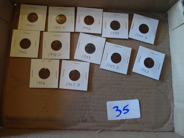 lot 35 image: 1941 to 1957D pennies...