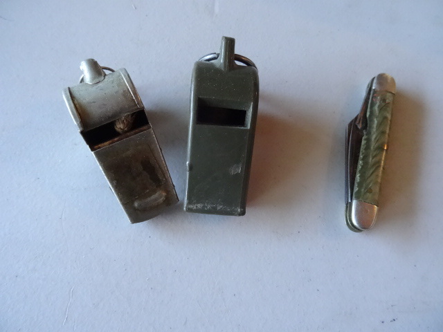 lot 56 image: 2 vintage whistles. Vintage pocket ...