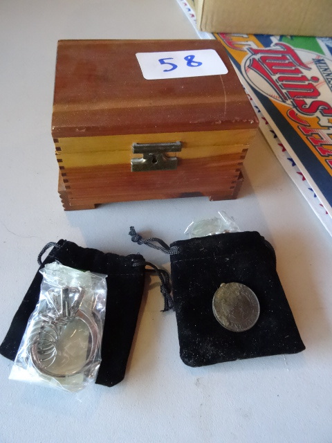 lot 58 image: 1902 one cent coin. Ring key chain....