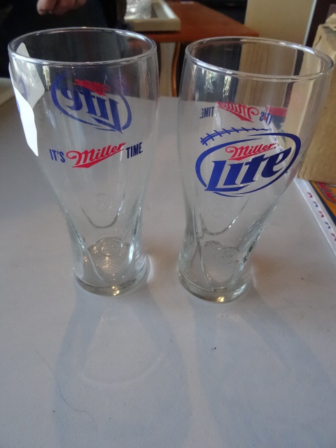 lot 60 image: 2 Miller lite beer glasses...