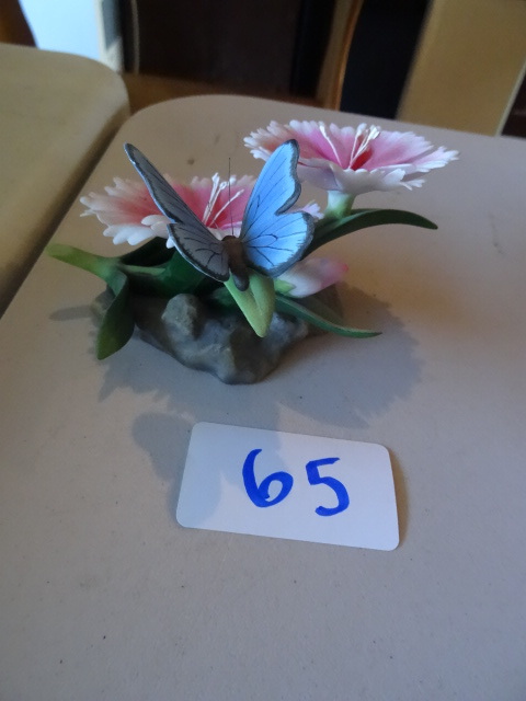 lot 65 image: Butterfly and 2 flowers figurines...