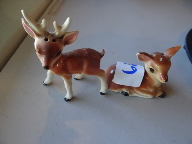 lot 66 image: 2 vintage victoria deer salt and pe...