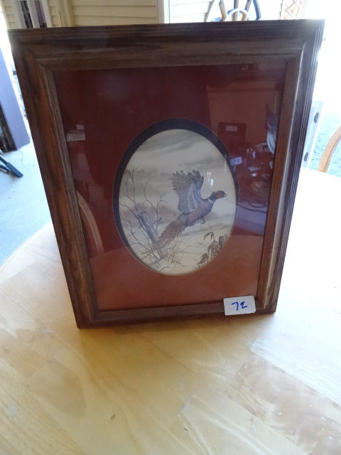 lot 72 image: Framed pheasant print. #649 950. D...