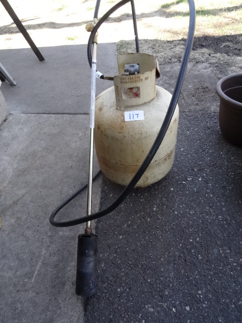 lot 117 image: Propane tank with weed burner....